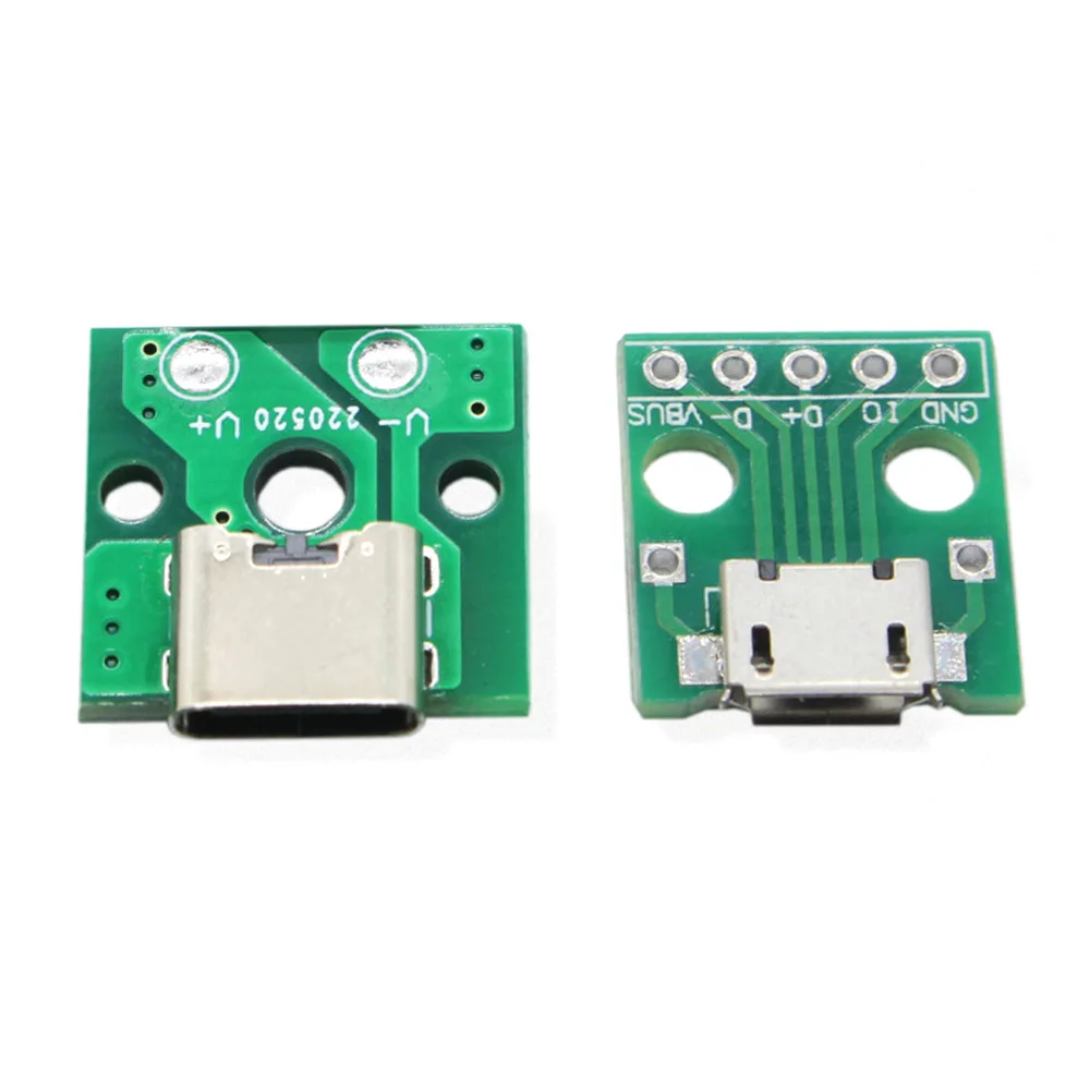 TYPE-C MICRO USB To DIP Adapter Female Connector B Type PCB Converter Breadboard USB-01 Switch Board SMT Mother Seat With Wire