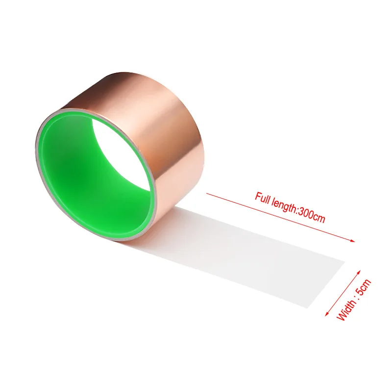 Dual Conductive Copper Foil Tape Roll 5cm x 3m Guitar Bass Pickup Cavity Shielding Shielding Grounding Circuit Noise Reduction