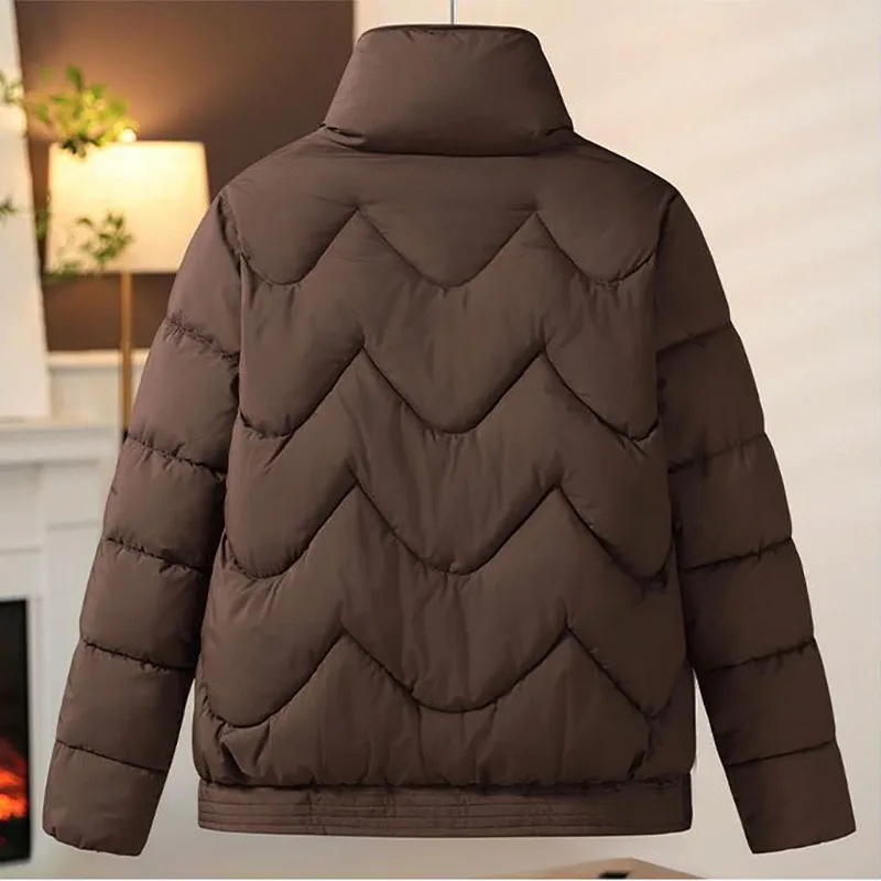 2025 여성용 스탠드 칼라 고급 다운 코튼 패딩 아우터, 따뜻한 겨울 파카 코트