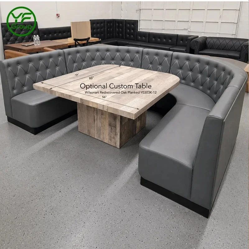High End Commercial Leather Restaurant Furniture Table Chair Set L U Shape Modern Bench Booth Seating for Cafe Hotel