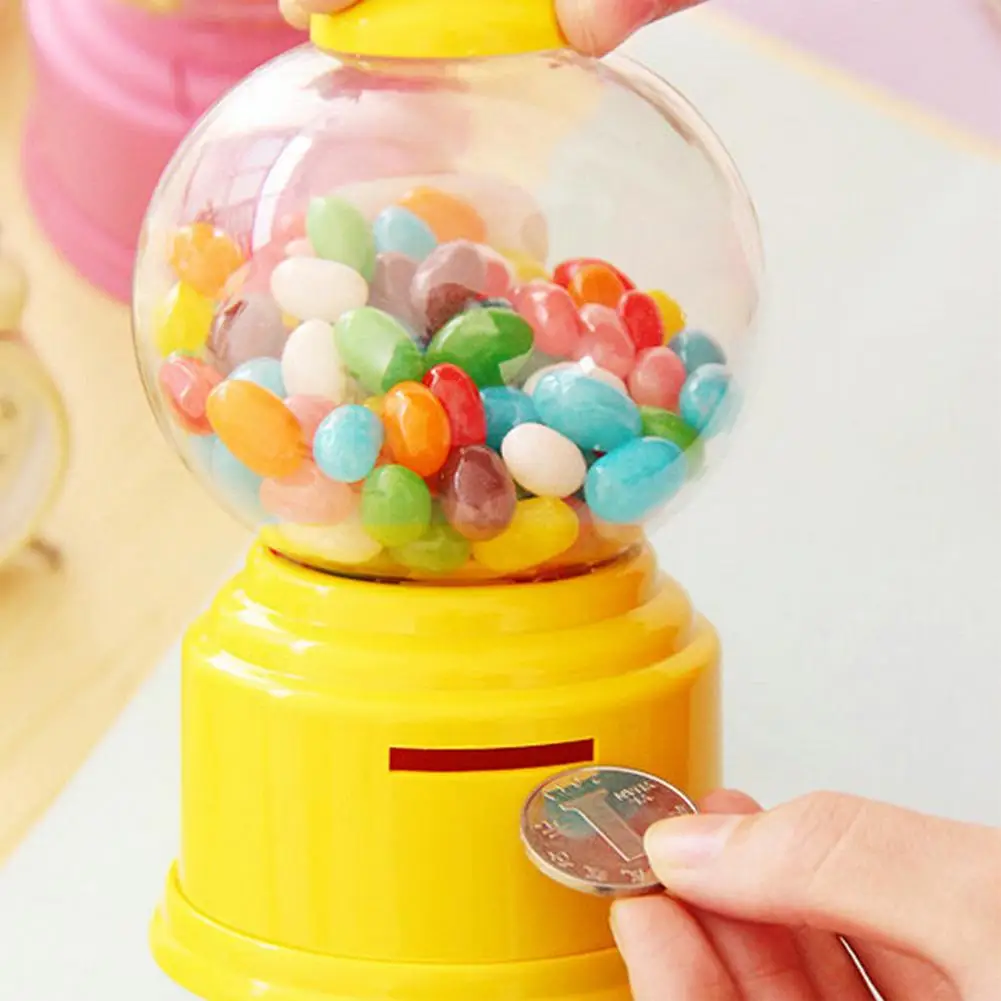 1Pcs Mini Candy Gumball Dispenser Kid Pretend Play Vending Machine Coin Money Saving Box Piggy Bank for Birthday Gift kids Favor