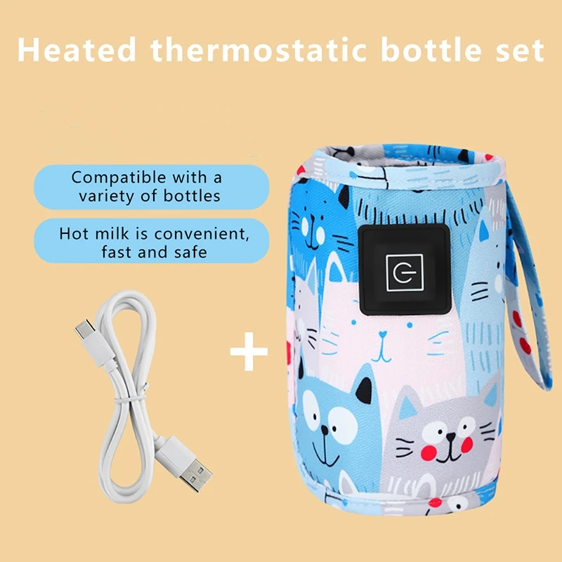 Aquecedor de água de leite USB, bolsa isolada para carrinho de viagem, aquecedor de mamadeira de enfermagem, aquecedor de alimentação de mamadeira portátil, Natal, Hallowee