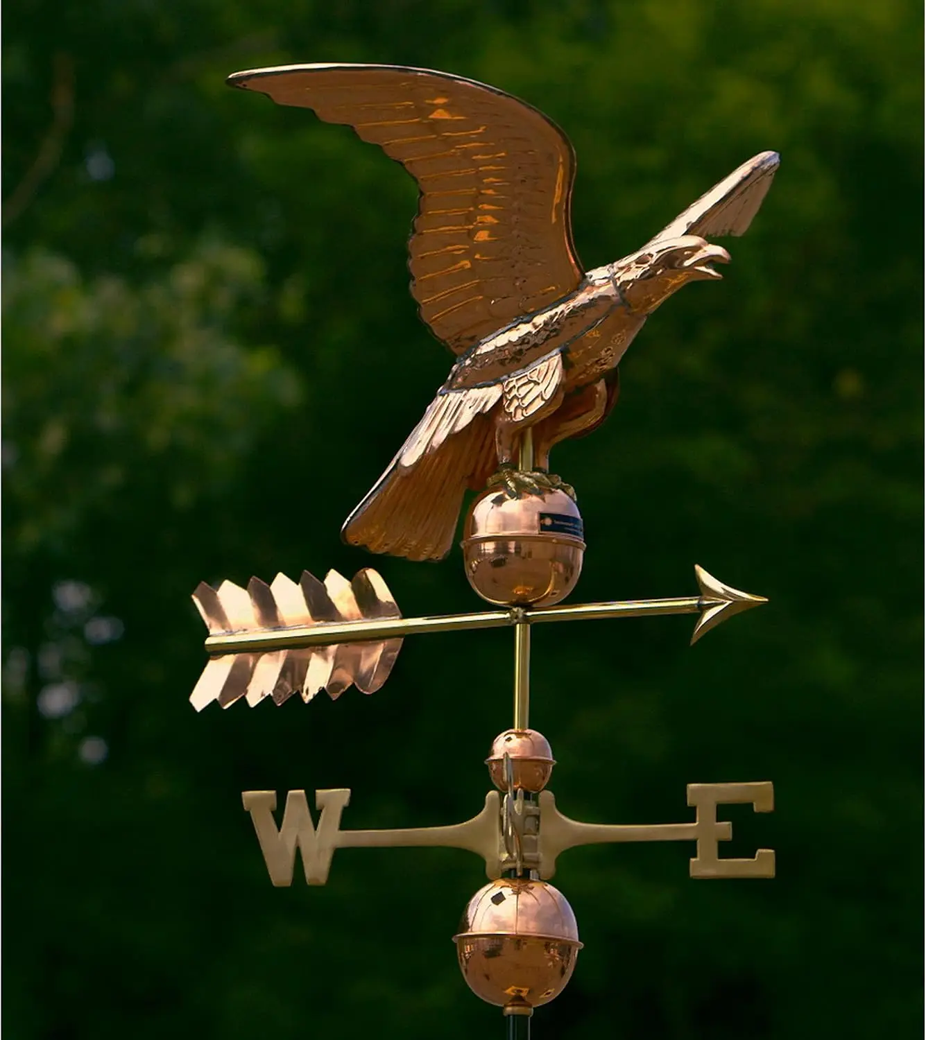 Polished Copper Eagle Weathervane Rooftop Accent Barn Home Shed Cupola Durable Handcrafted Decor