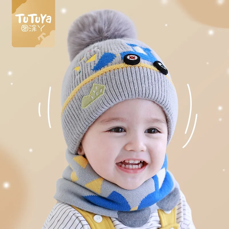 

Комплект из 2 зимней теплой шапки и шарфа для малышей | Дышащая и мягкая трикотажная ткань с принтами грузовиков и автомобилей для повседневного ношения