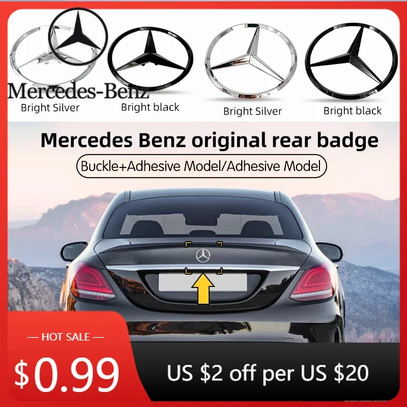 

Car Sticker ABS Tail Star Emblems Black Silver Rear Trunk Star Logo Stickers Badges for Benz A-CLASS A180 A200 A250 A45 AMG W176