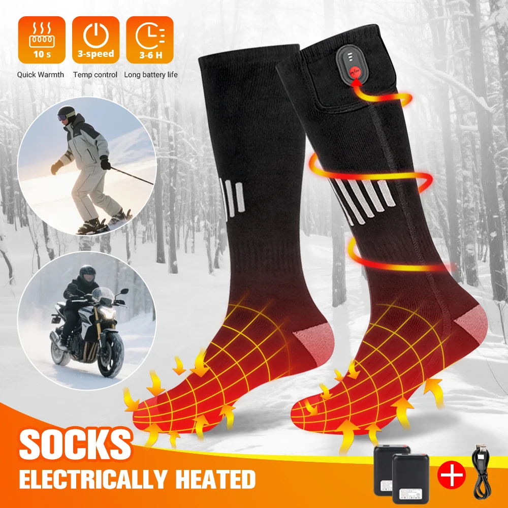 

Heated Socks Winter Warm Snowmobile Skiing Heated Socks Rechargeable Outdoor Sports Thermal Heated Foot Warmer Ski Sports