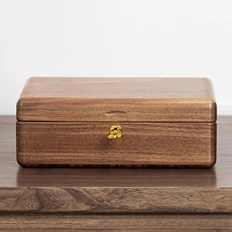 For Black Walnut Solid Wood Jewelry Organizer Exquisite Ring Necklace Double Layer Vintage Hand Jewelry Wedding Gift Box