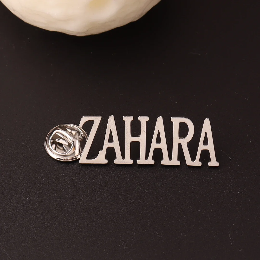 Custom Name Brooch For Personalized Logo Men's Stainless Steel Letters Lapel Pin Groom Wedding Best Man Jewelry