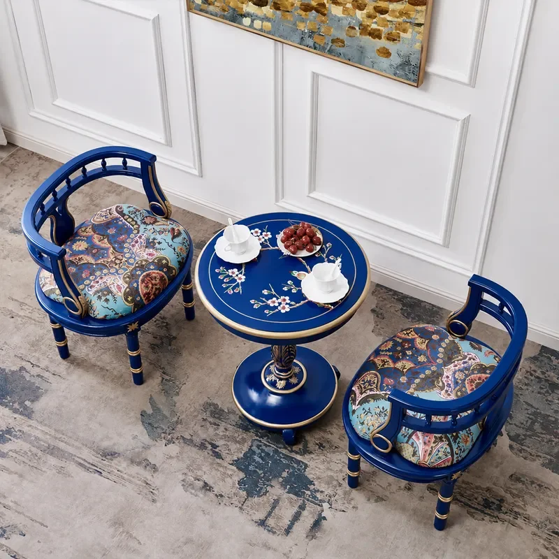 Leisure Chair Set Balcony One Table Two Chairs High End Court Art Painted Furniture Factory Wholesale