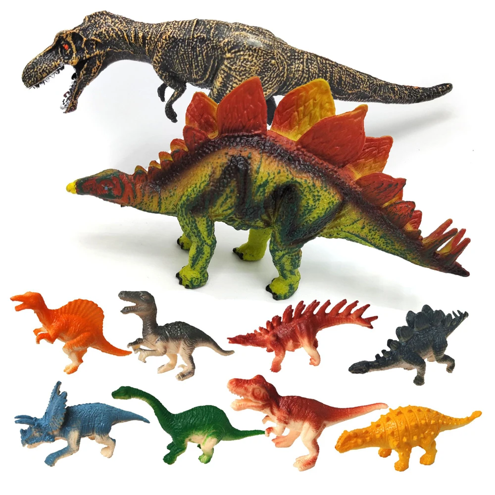 10 Pcs Dinosaurs Action Figures for Kids Realistic Plastic Dinosaur Toys for Kids Boy Create a Dino World for Party Favors 9 Pcs