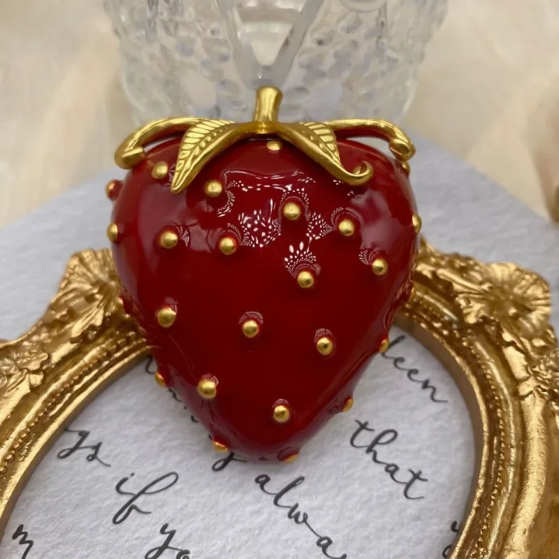 Women Strawberry Gemstone Brooch Clothing Pin Jewelry For Party