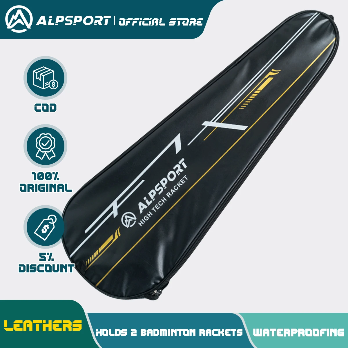 

ALPSPORT Badminton Racket Bag Racket Cover Training Fit 2 Racquets Adult Children Single Shoulder Racquette Sports Bag 배드민턴