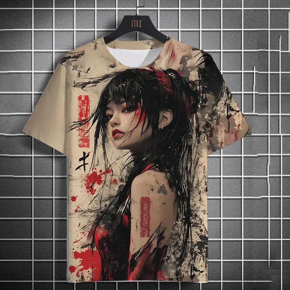 Men's T-shirt Cartoon Sexy Samurai Tattoo Women Graphic T-shirts Summer Casual Harajuku Streetwear 3D Printed Hip Hop Unisex Top