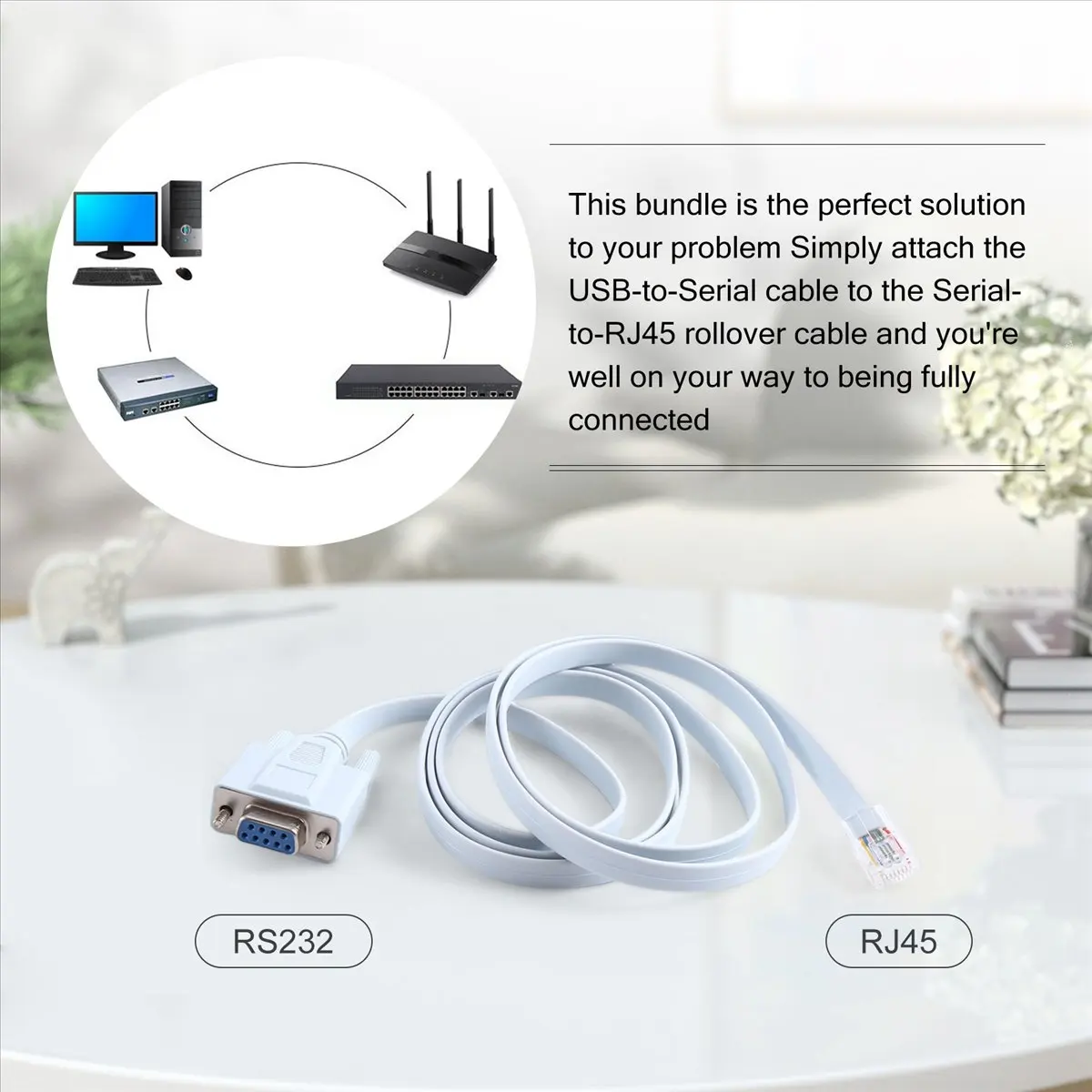 DT575/RJ45 Network Cable Serial Cable Rj45 to DB9 and RS232 to USB (2 in 1) CAT5 Ethernet Adapter LAN Console Cable