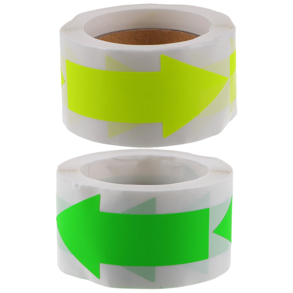 

2 Rolls Fluorescent Arrow Tags Sealing Stickers for Packaging Scrapbooking Envelope Labels Self-adhesive