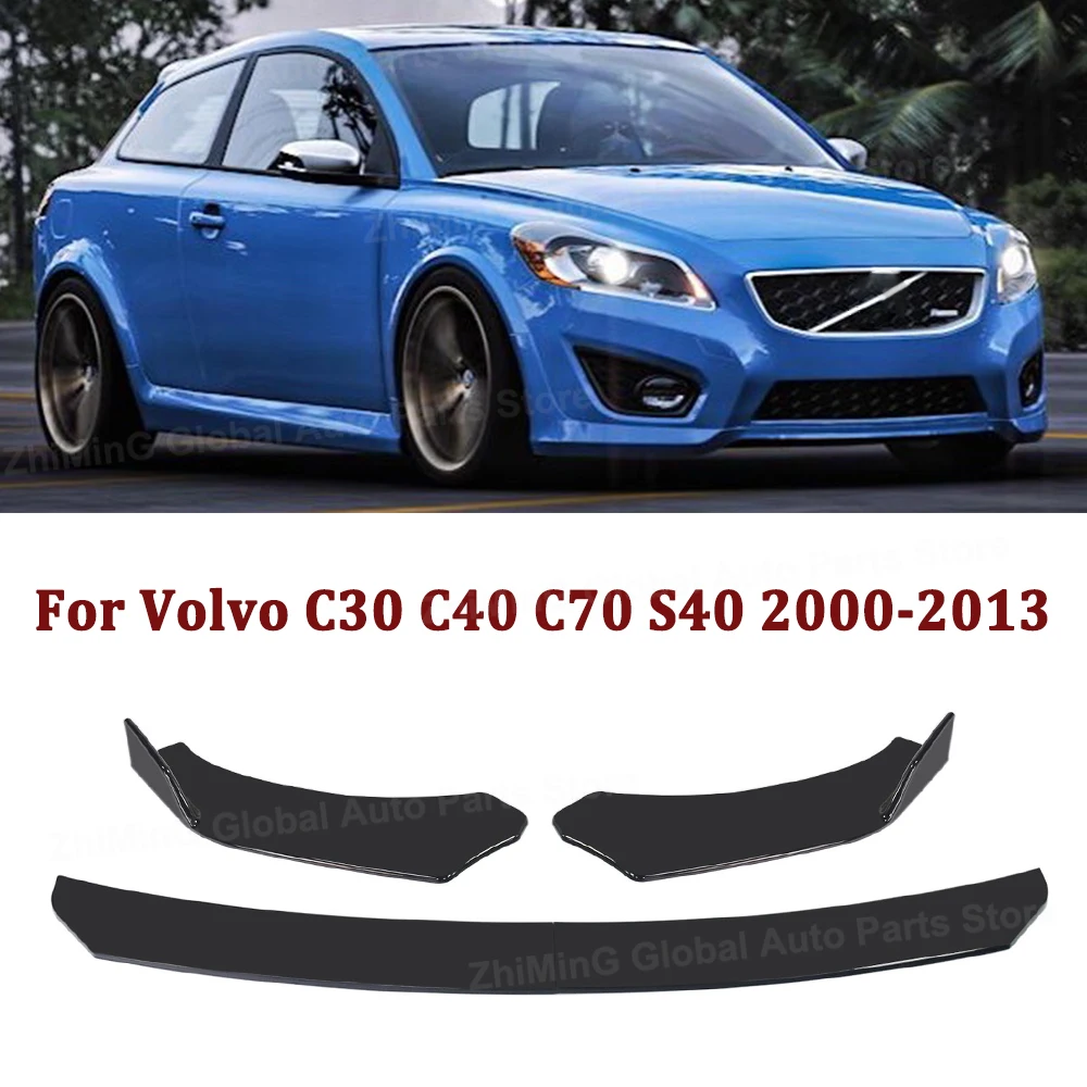 Para Volvo C30 C40 C70 S40 2000-2013: Kit de carrocería con alerón delantero, protector de parachoques y cubiertas de labios deflectores.