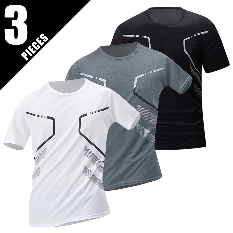 1/2/4 Pcs Men's Leisure Quick-drying Multicolor Short-sleeved Loose and Comfortable Plus Size Teenagers' Sports and Fitness Jack image 5