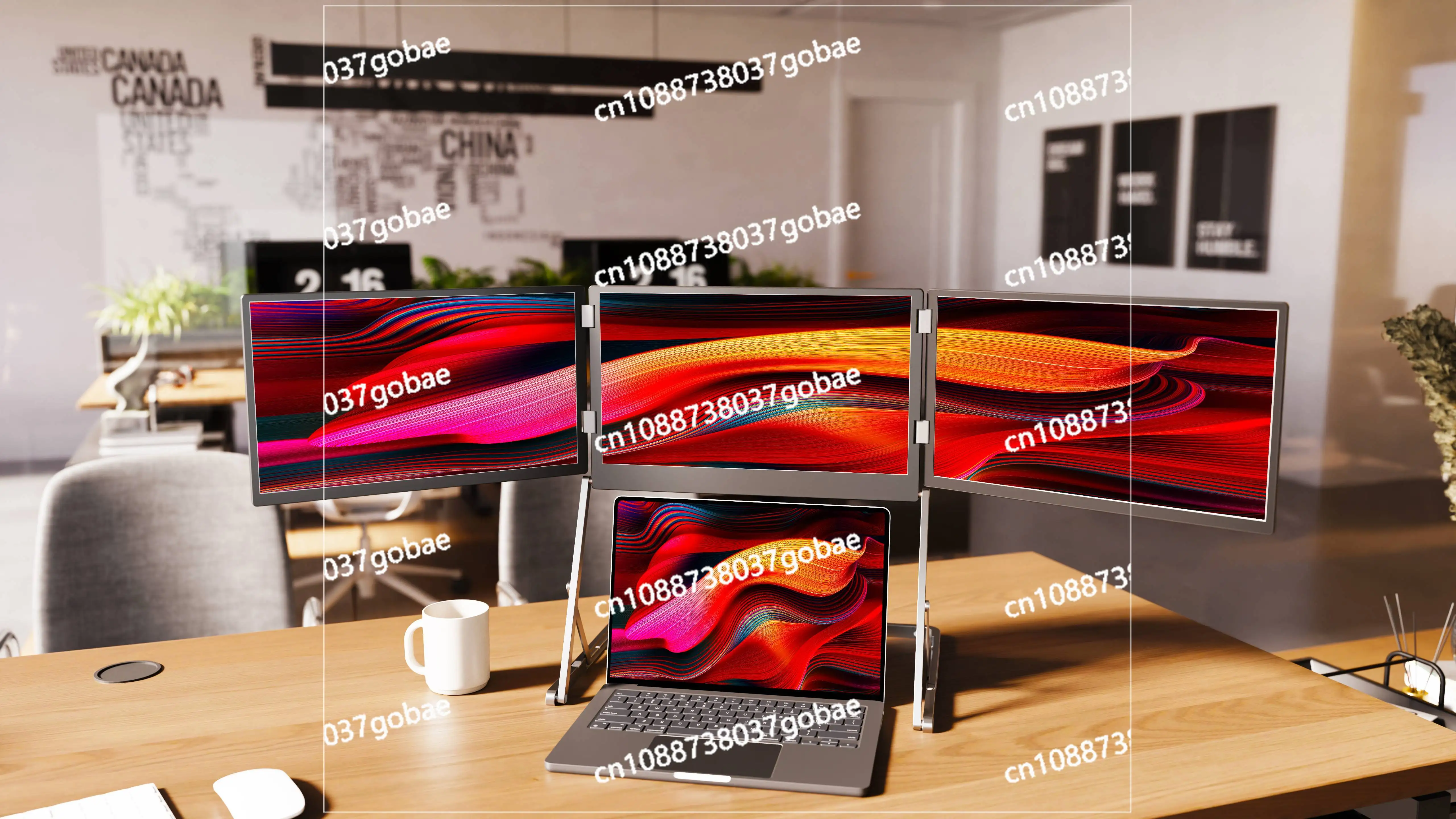 IPS Triple Full high definition 1080P USB-C Portable Monitor - High Resolution Portable Touch Monitor 15.6 inches - For Laptops