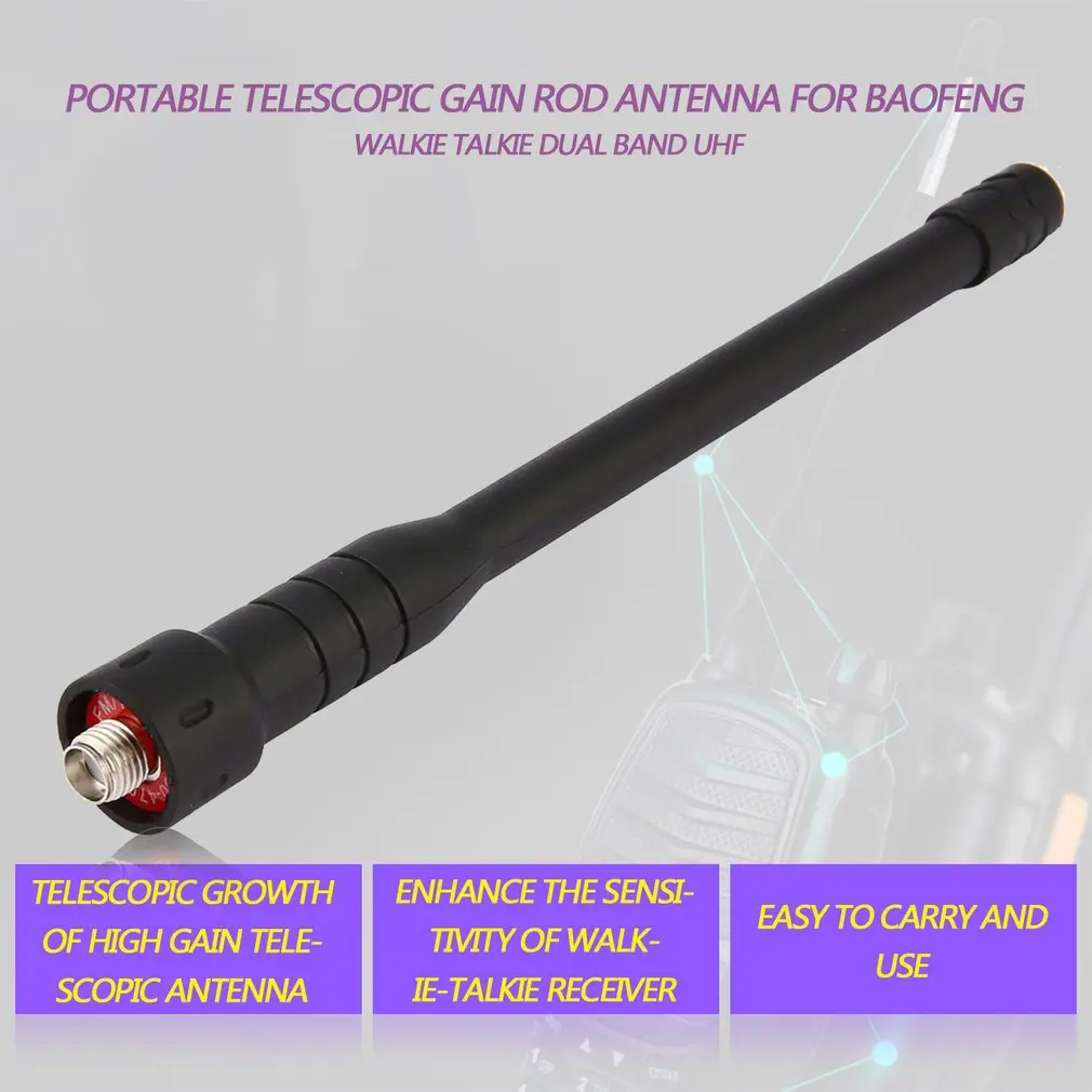 

Rod telescopic gain Antenna for Baofeng walkie talkie Dual Band UHF for Portable Radio UV-5R BF-888S UV-5RE UV-82 UV-3R