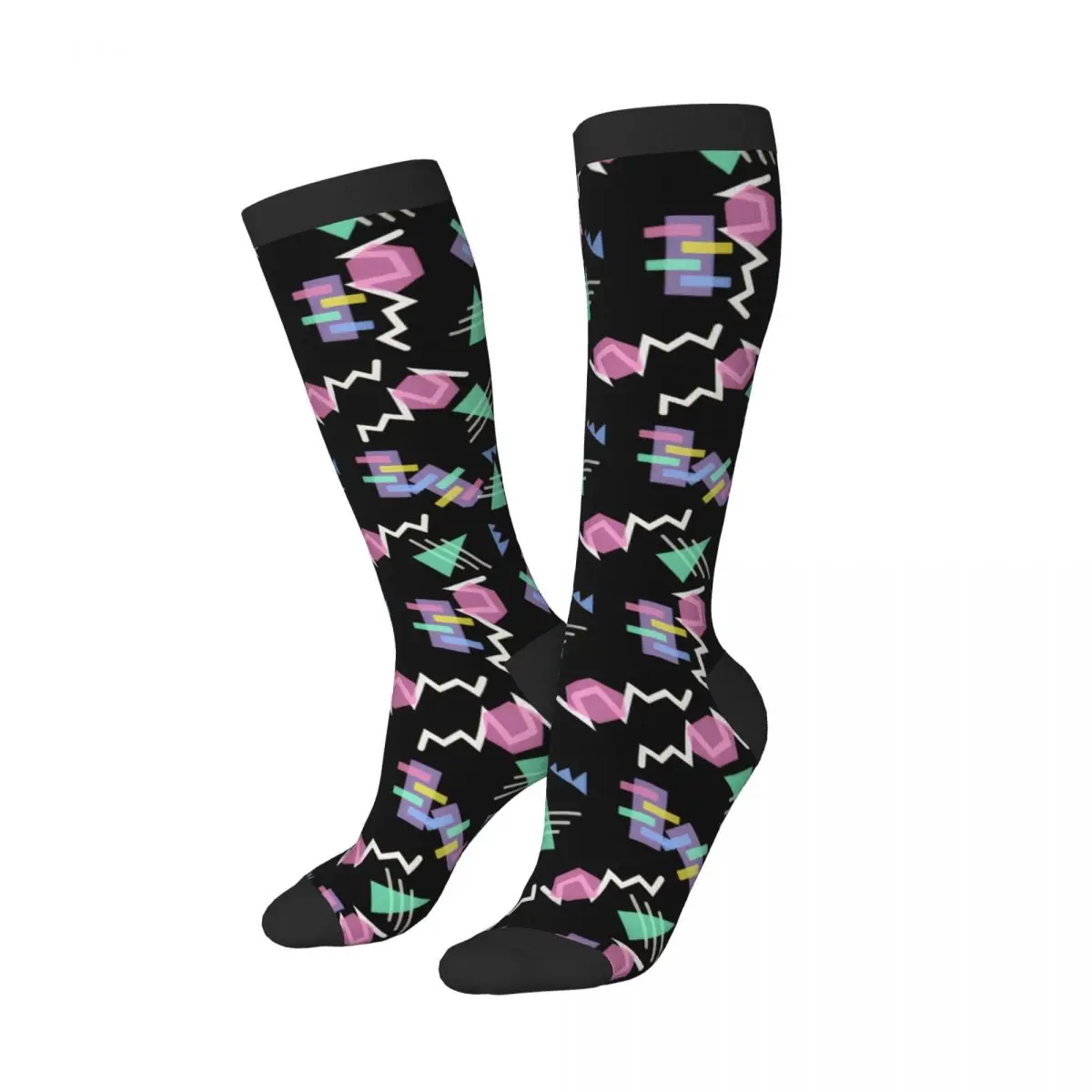 Knee Long Stocking Hipster Abstract Retro 80s Geometric Adult Socks Stockings