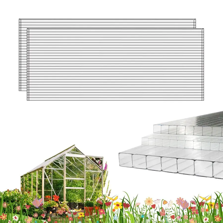 

ШТ. 4 x 2 x 0,24 поликарбонатные тепличные панели, двухслойные панели из поликарбоната, водонепроницаемые для улицы, с защитой от ультрафиолета, ударопрочные