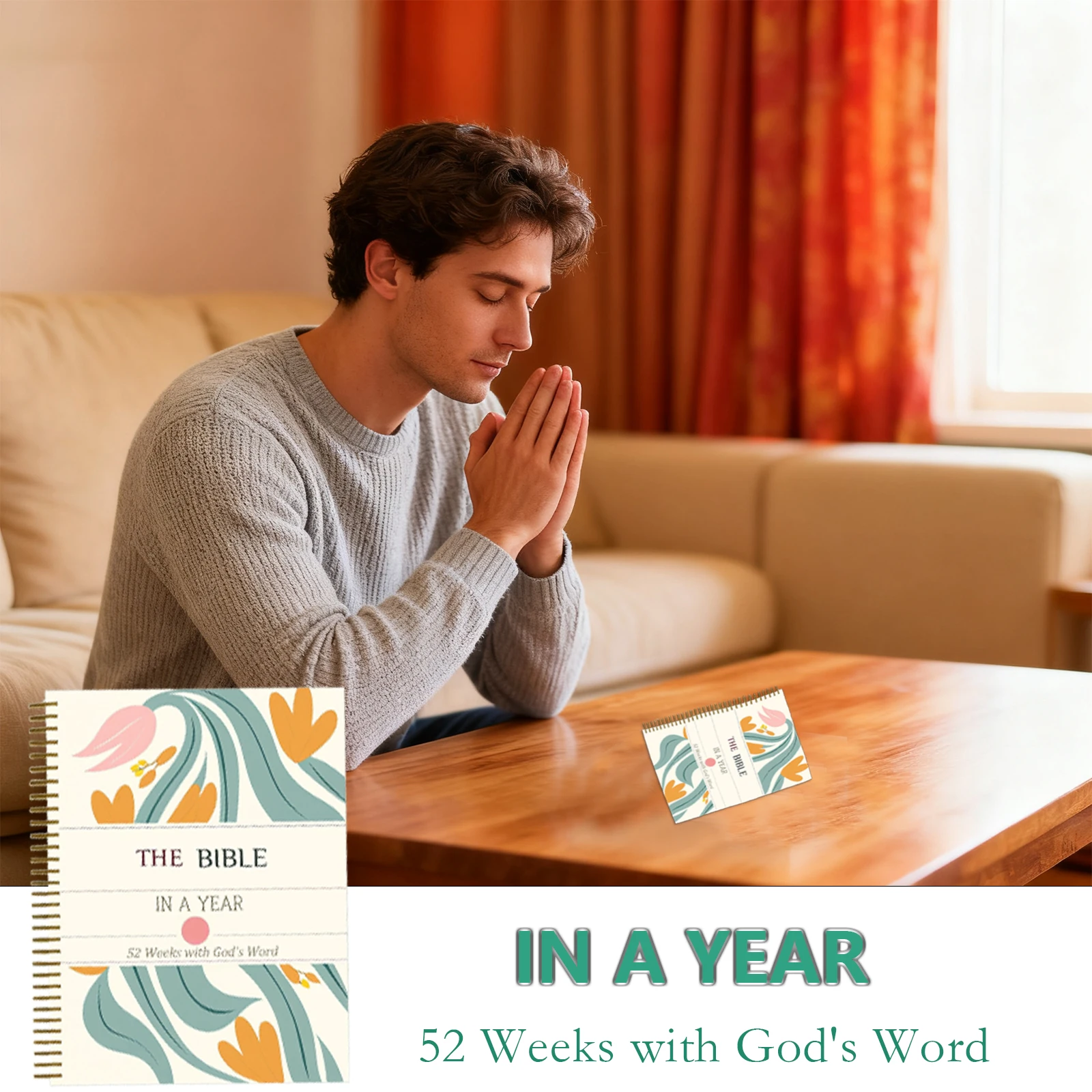 دليل دراسة الكتاب المقدس الحلزوني لمدة 52 أسبوعًا - مساحة القراءة والملاحظات اليومية، تصميم زهور الباستيل الرائعة هان الروحي المسيحي