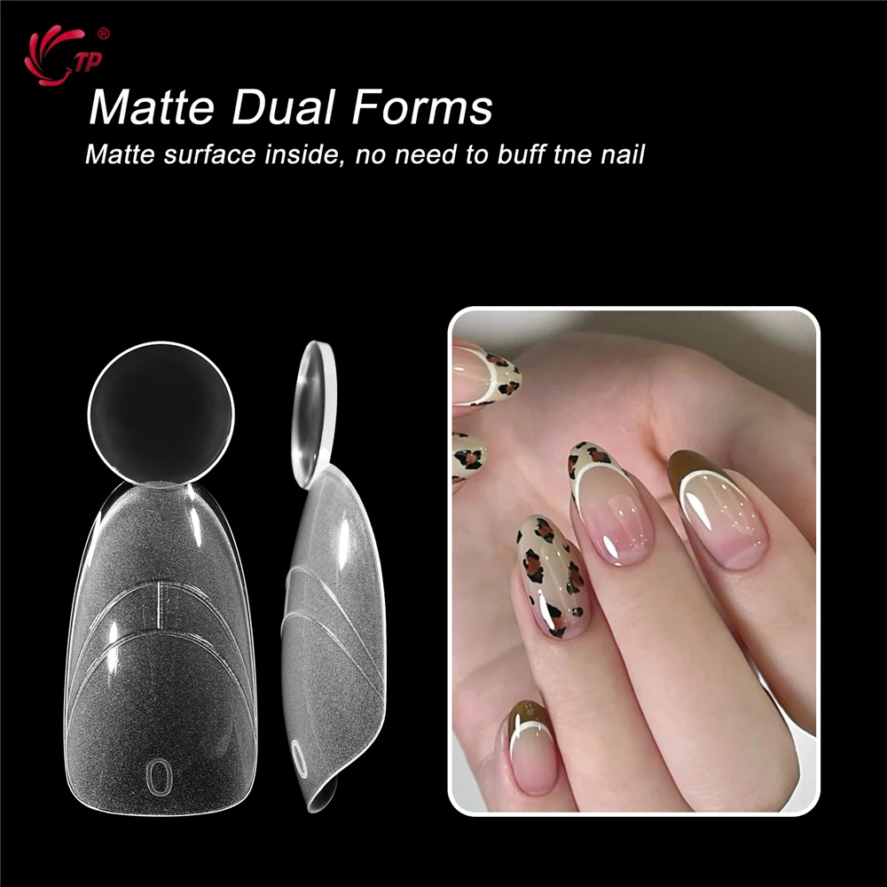 TP Dual Nail Forms for Poly Nail Gel 140Pcs Acrylic Matte Surface Reusable Extension Upper Nail Molds Full Cover Manicure Tools