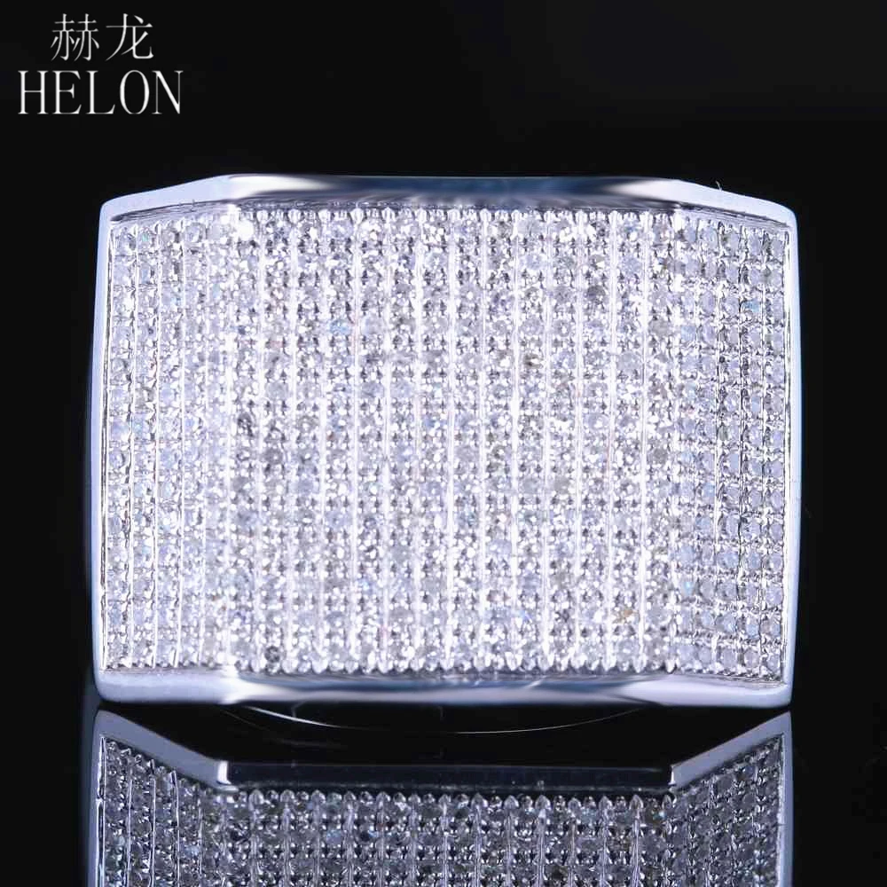 

HELON Sterling Silver 925 Mens Ring 1.2ct Round Cut Lab Grown Moissanite Diamond Ring Wedding Fashion Pinky Band Ring