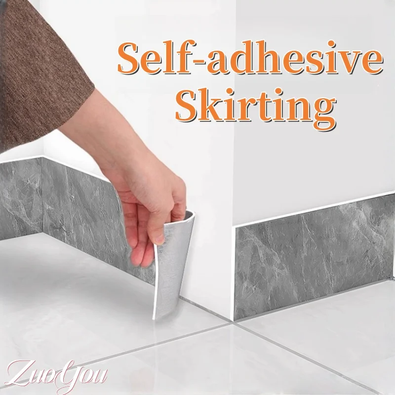 

Thicken Waterproof Self-Adhesive Baseboard Wall Sticker Faux Marble Wall Trim for Living Room Kitchen Waistline Baseboard Decor