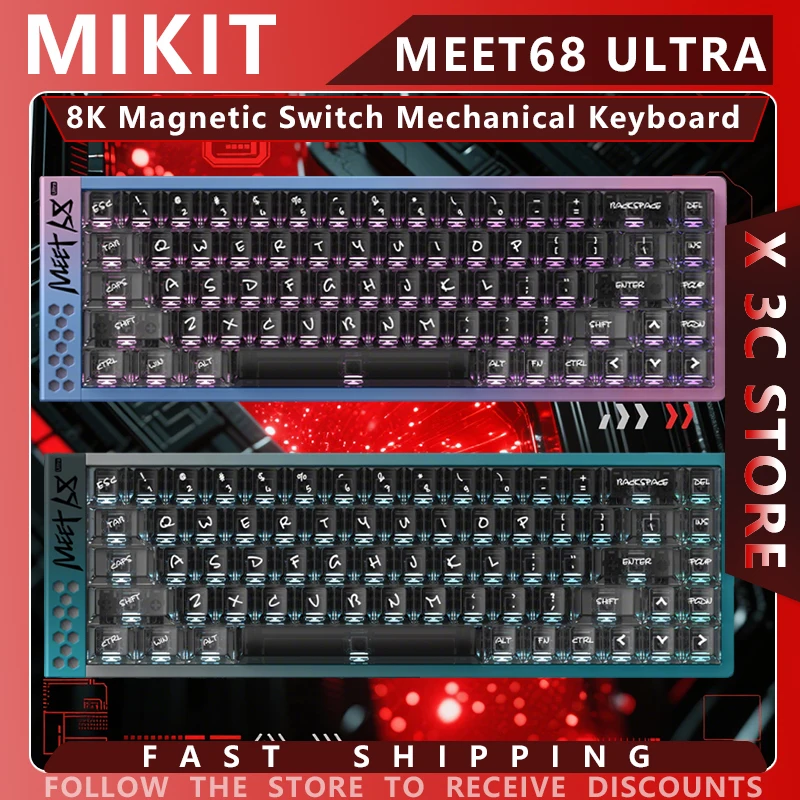 

MIKIT MEET68 ULTRA Механическая клавиатура Магнитный переключатель из алюминиевого сплава 8k Скорость заката Эргономичная игровая клавиатура Аксессуары для ПК