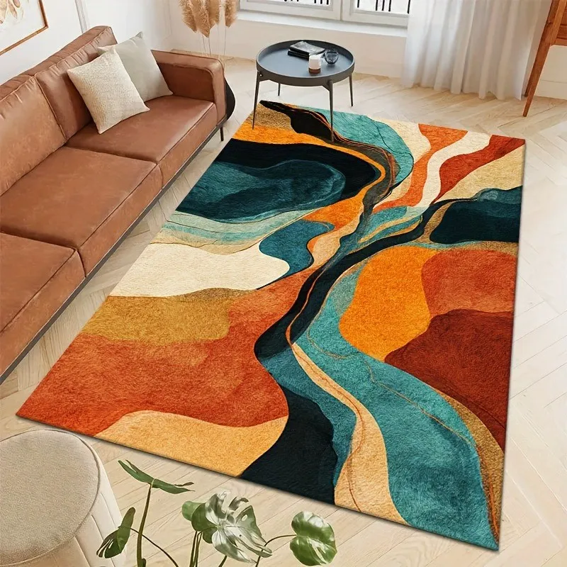 Dynamic Marbling Veins Pattern Carpet Nordic Abstract Fluid Ripples Area Rug Luxury Villa Coffee Table Floor Mat