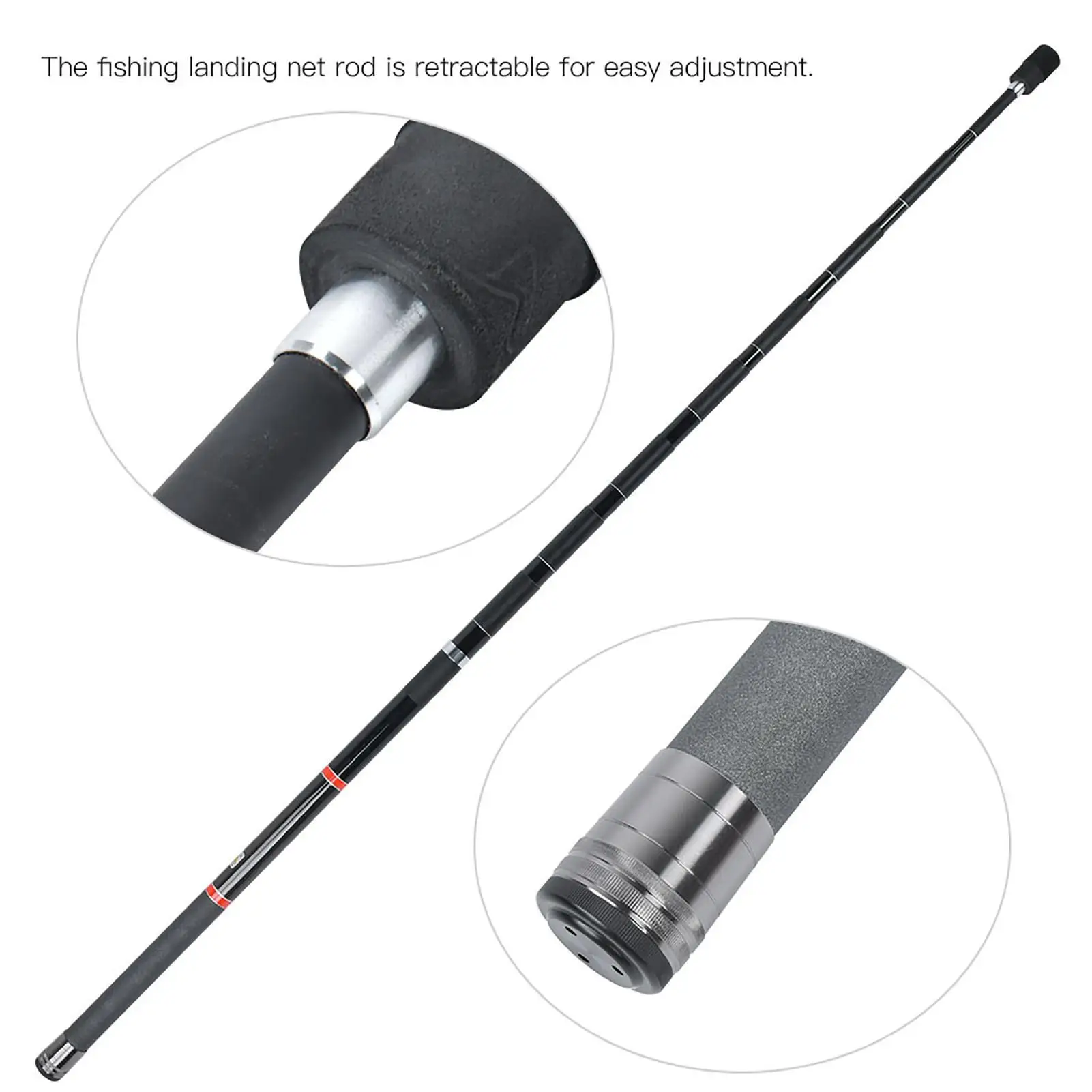 Imagem -04 - Retrátil Leve Pesca Landing Net Rod Round Stretch Brail Pole 5.4m