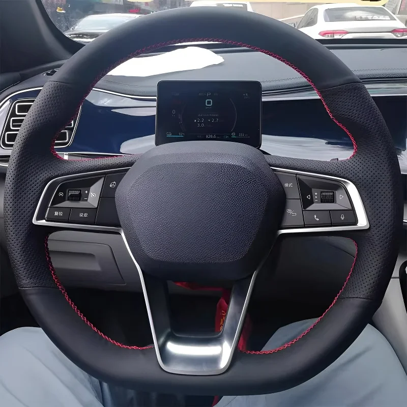 

Для BYD E2 19-21 Сшитый вручную чехол на руль, легкий и дышащий, полный дизайн модификации покрытия