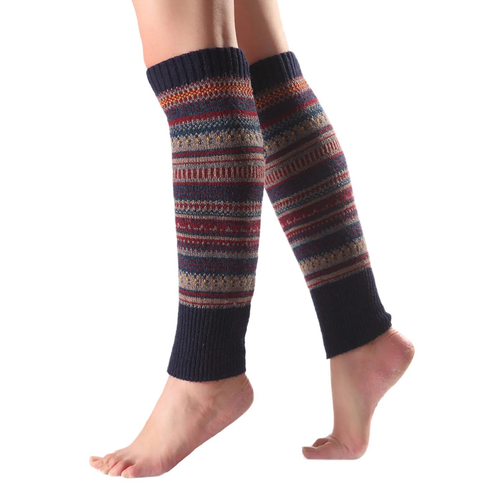 Calentadores de piernas cálidos de lana para mujer, calcetines hasta la rodilla de punto, puños de botas de los años 80, polainas de regalo de moda, nuevo diseño Retro, Invierno