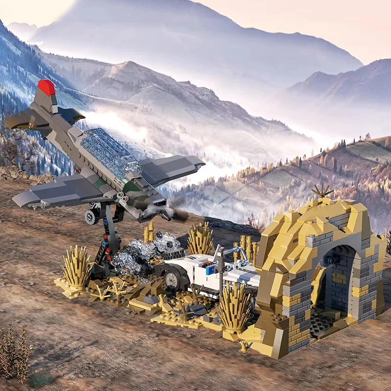 1233 pçs militar indianaed cruzada lutador blocos de construção para jones clássico avião filme veículo céu adereços brinquedos diy presentes