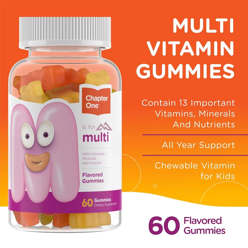 

Children's multivitamin gummies contain 13 vitamins and nutrients (60 gummies) - including vitamin C, D3, zinc, etc