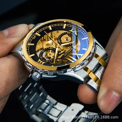 Fully automatic mechanical watch men's watch with luminous waterproof hollow out fashion business Korean version