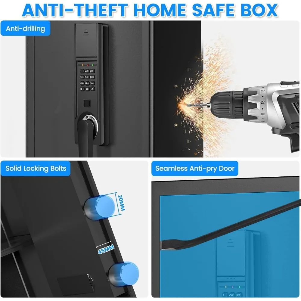 4,0 Kubikfuß großer Sicherheitstresor für zu Hause mit elektronischer Tastatur, Diebstahlsicherungen, Ersatzschlüsseln und Alarmsystem