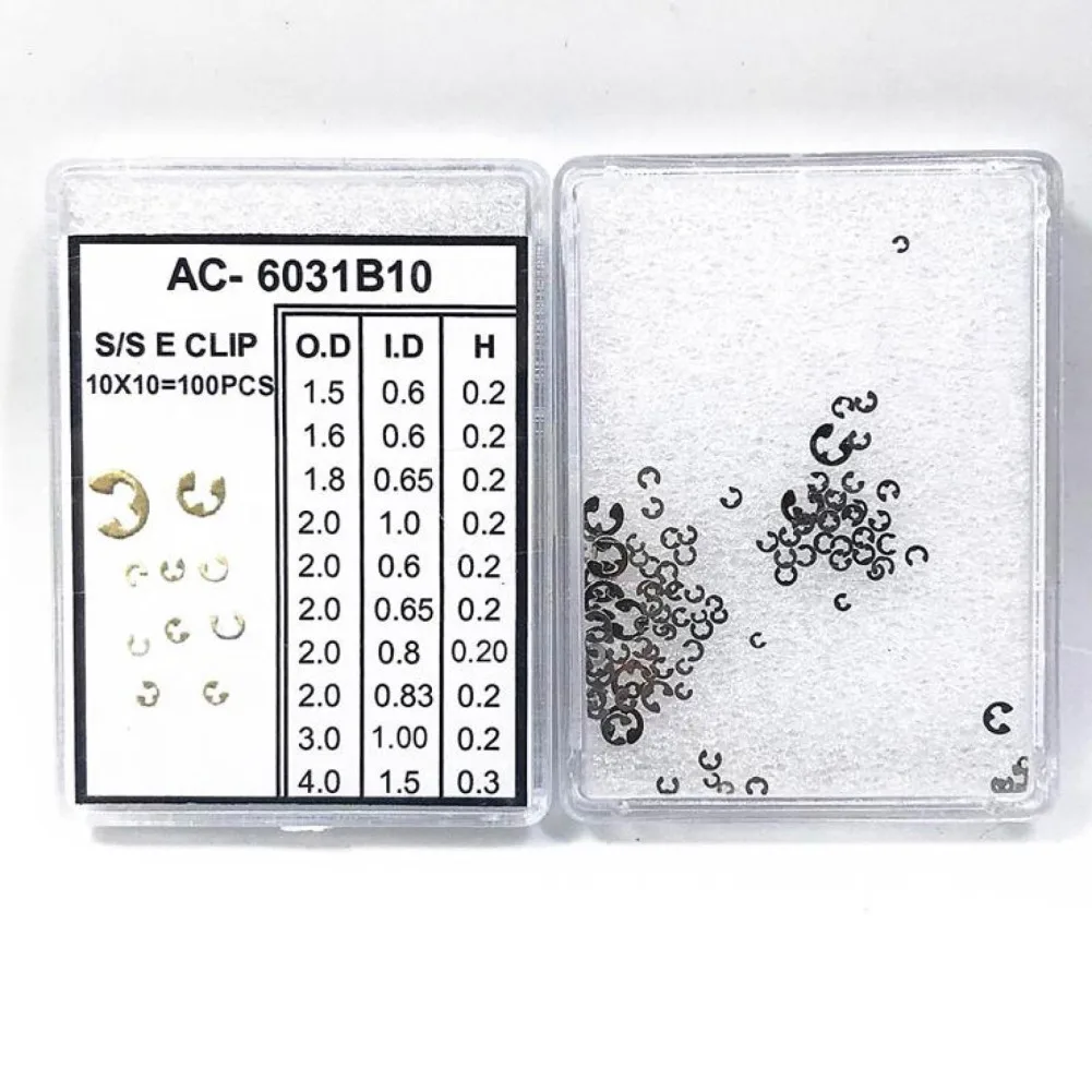 90Pcs 9 Sizes Chronograph Watch Pusher Button C-clip E Clip Circlip Ring Tool Watch Repair Accessories For Watchmaker