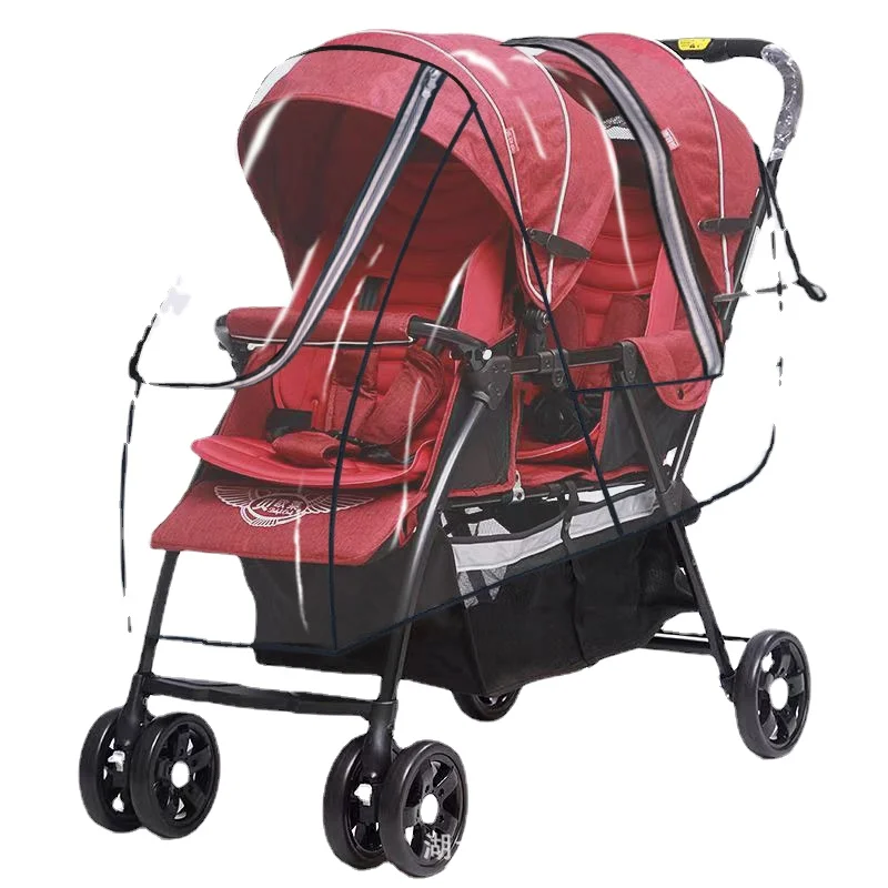 stroller twin stroller rain cover double front and rear seat baby 2 cart windproof cover w