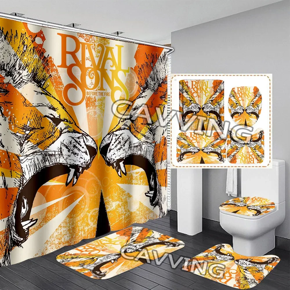 Rival Sons  3D Print Shower Curtains Waterproof Bathroom Curtain Anti-slip Bath Mat Set Toilet Rugs Carpet