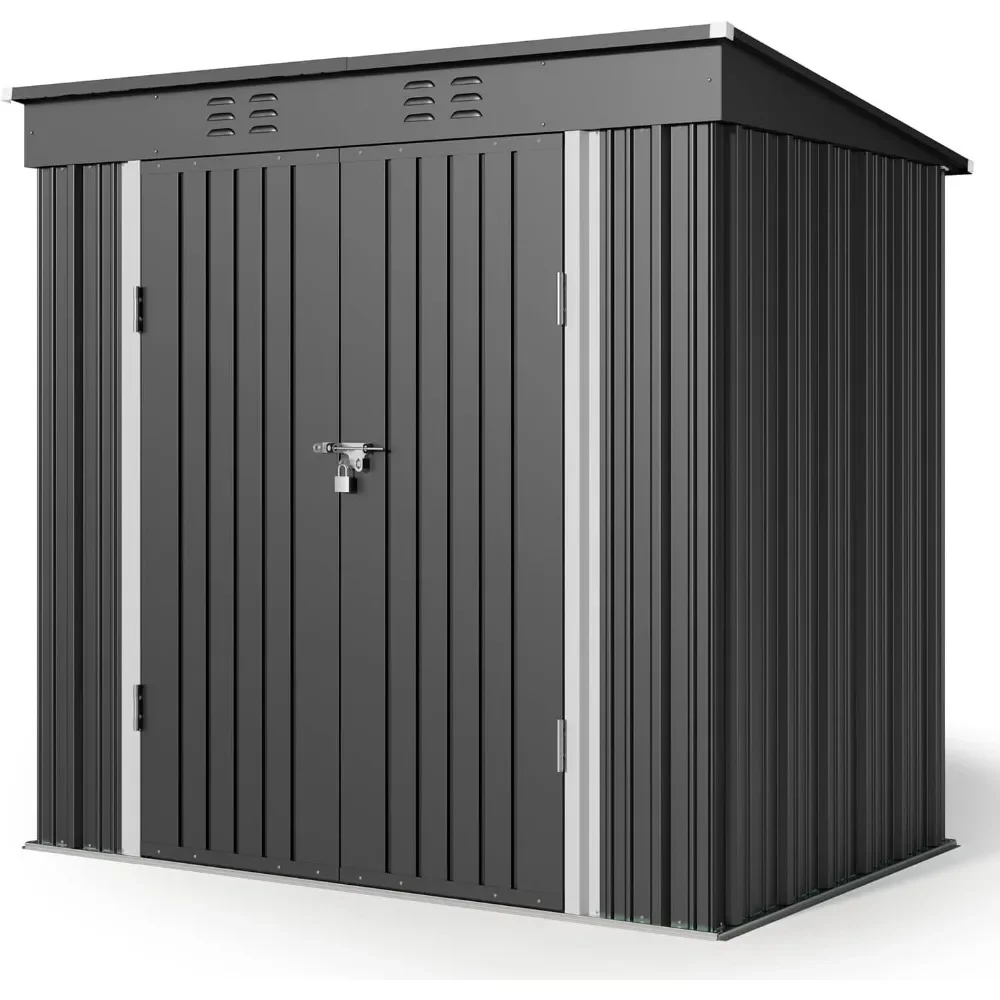 6' x 4' Outdoor Storage Shed with Double Lockable Doors, Anti-Corrosion Garden Shed, Waterproof Shed Outdoor Storage Clearance