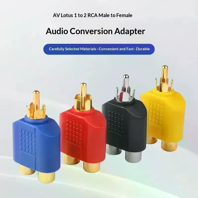 10Pcs  Male To 2  Female Audio Splitter Adapter Gold Plated Connectors Stable Signal For Home Theater Car Audio Use