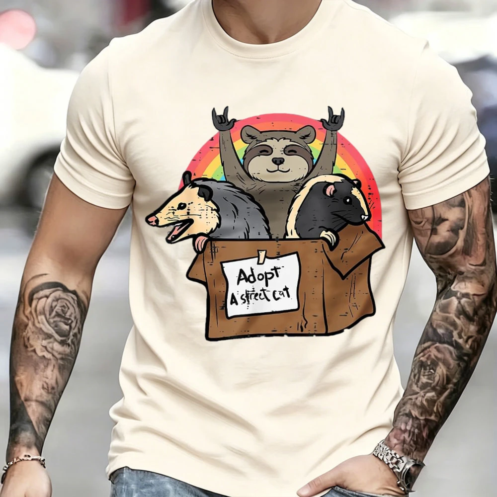 Adopt Street Cat Opossum Raccoon Skunk Possum Women Men T-Shirt Streetwear Vintage T Shirt Graphic T Shirts High Quality Cotton