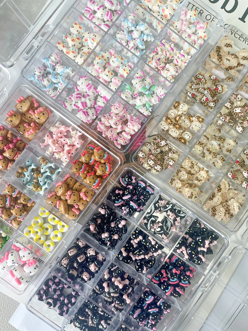 

120Pcs 3D Sanrio Leopard Y2K Hello Kitty Nail Art Charms Accessories Diy Handmade Phone Case Hairpin Nail Decoration Sticker