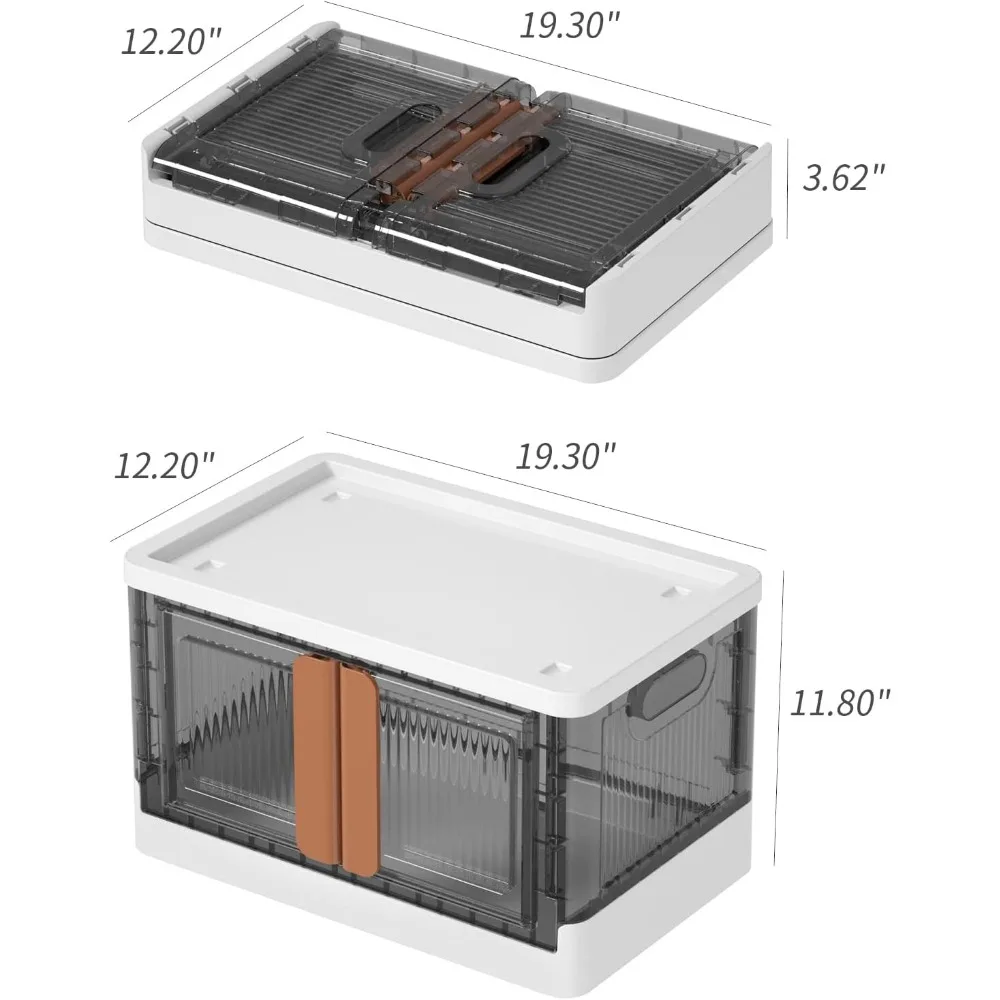 Storage Bins with Lids, Collapsible and Stackable Storage Bins, Plastic Closet Organizer, 8.4 Gal Folding Storage Box, 1 Pack