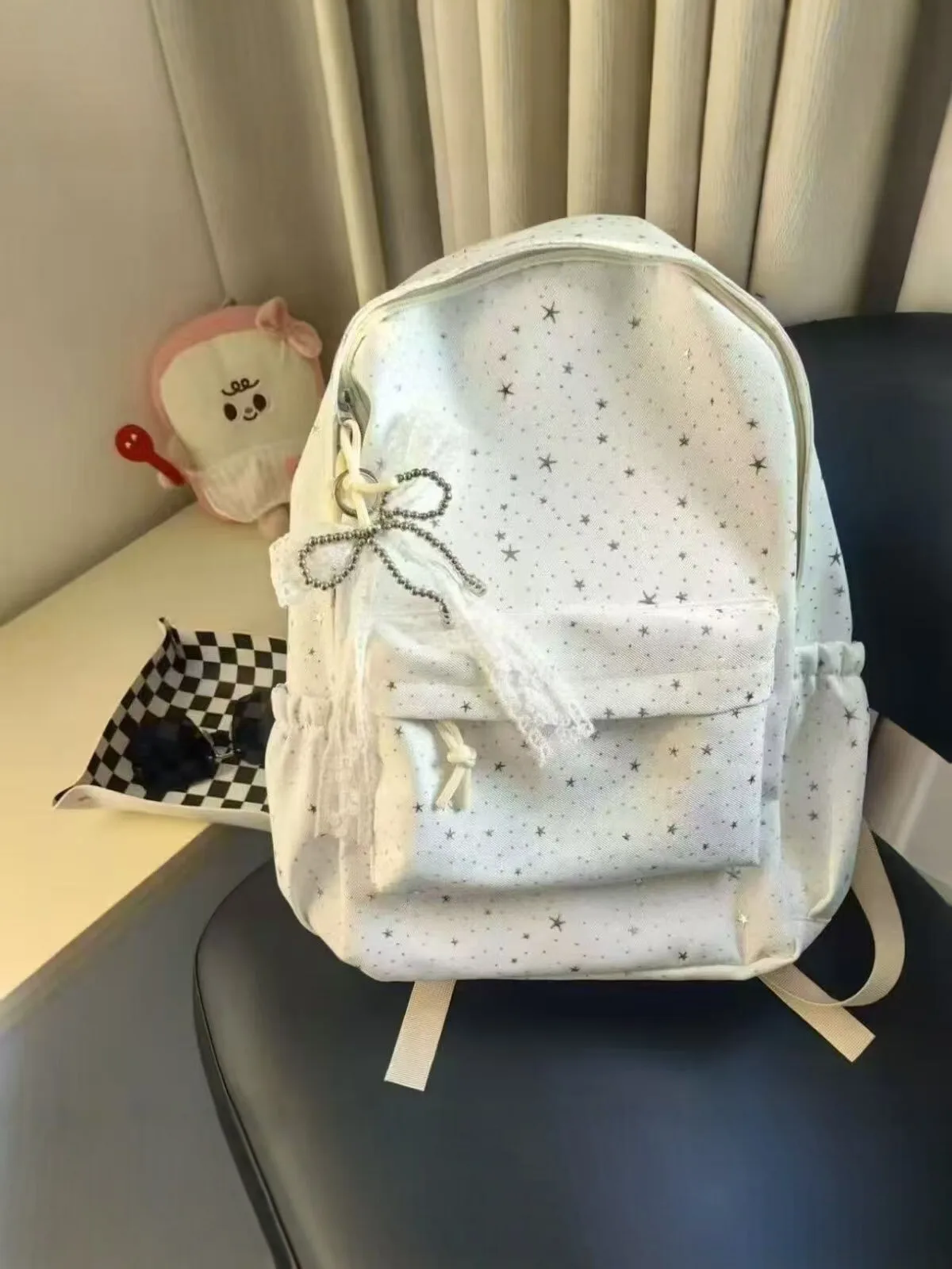 Star Print Drawstring Backpack for Women, Large Capacity Casual Travel Backpack