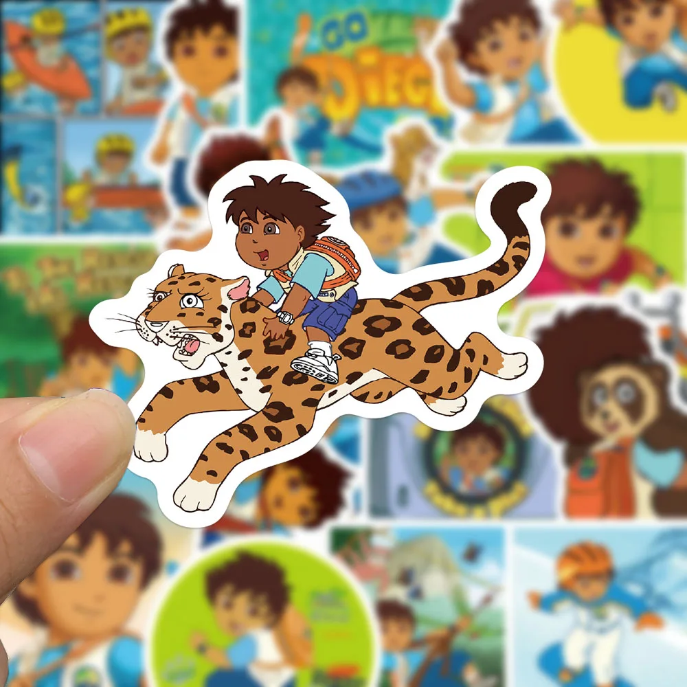 50PCS Go Diego Go Stickers Cartoon Character Decals For Laptop Water Cup Suitcase Refrigerator Notebooks Toy Graffiti Stickers