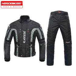 DUHAN Motorcycle Jacket Moto Pants Men Winter Motocross Jacket Protective Gear Chaqueta Waterproof Motorcycle Suit Remove Liner