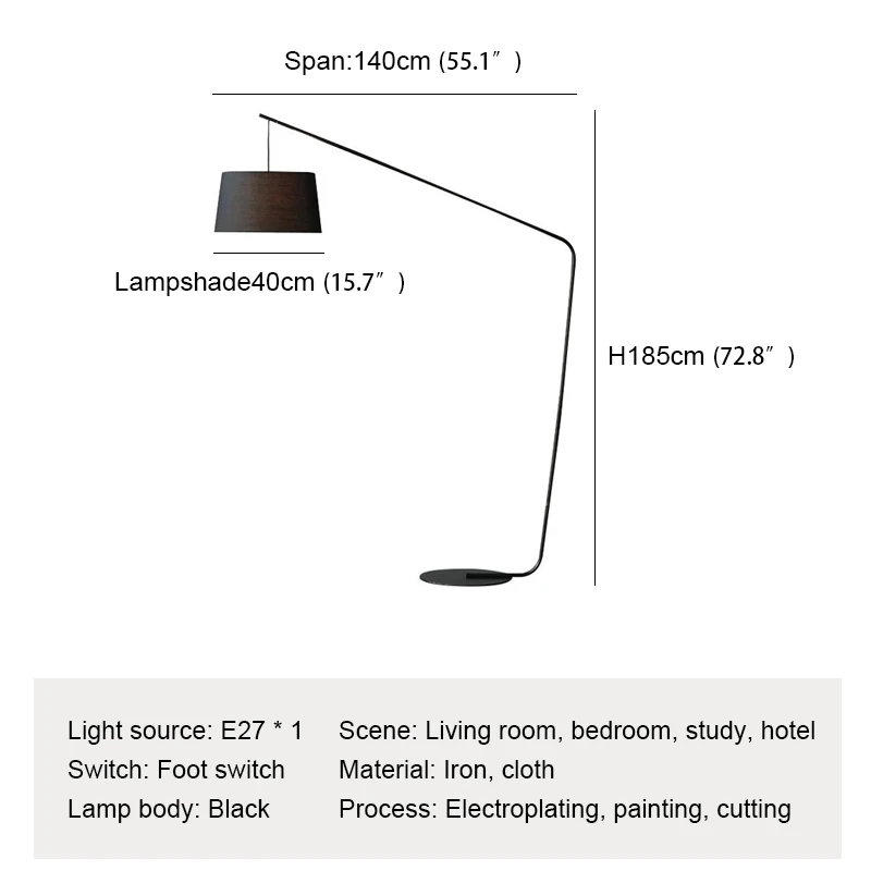 Прикроватная черная Напольная Лампа для рыбалки в скандинавском стиле, современная семейная гостиная за диваном, необычная фотолампа